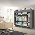 HESMENO portable wardrobe, clothing storage and organization rack with hanging rods and shelves, foldable wardrobe with fabric cover, quick and easy to assemble.